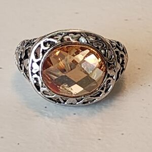 Sterling Silver Women's Ring Size 7.5 Champagne Gemstone Fine Jewelry invest
